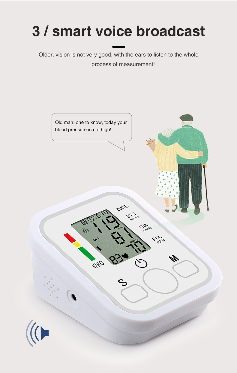 Smart voice broadcast of blood pressure monitor